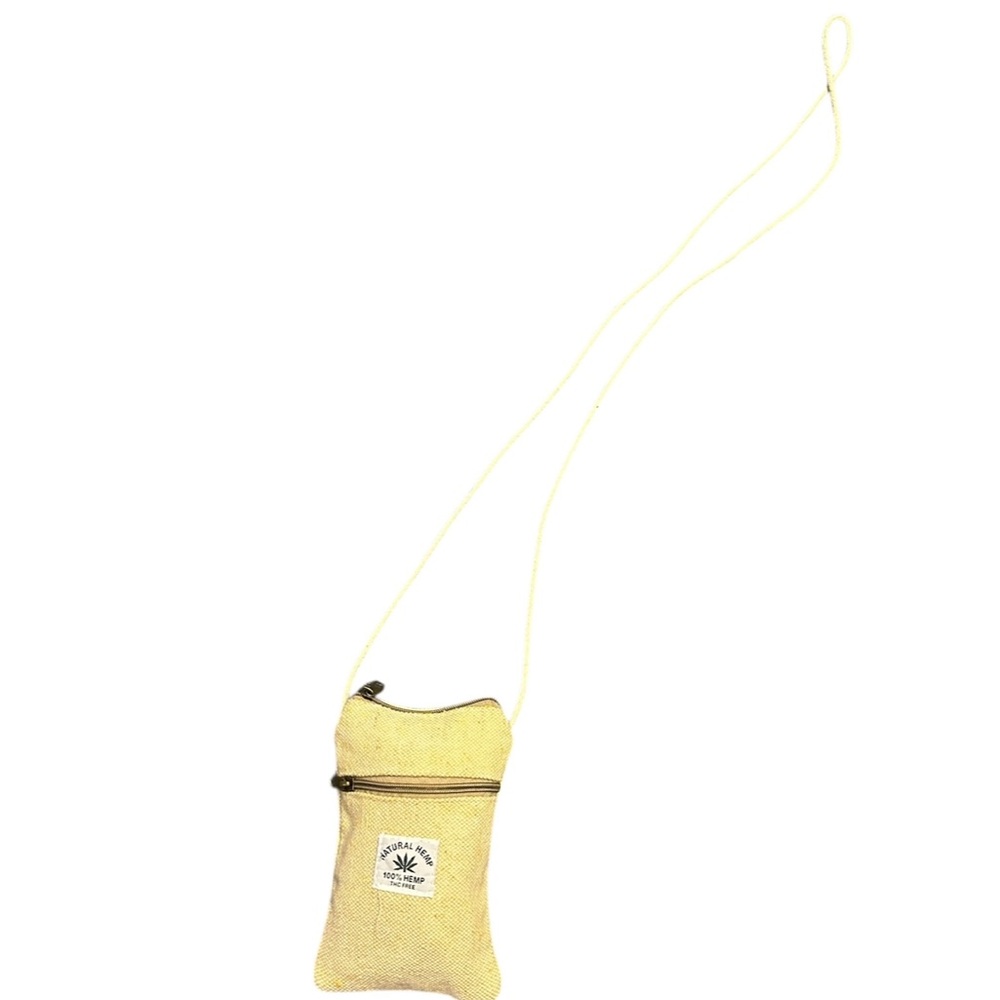 Yellow Crossbody Bag with Natural Hemp Logo.  100% Hemp THC FRee.  CL/GR09.  10